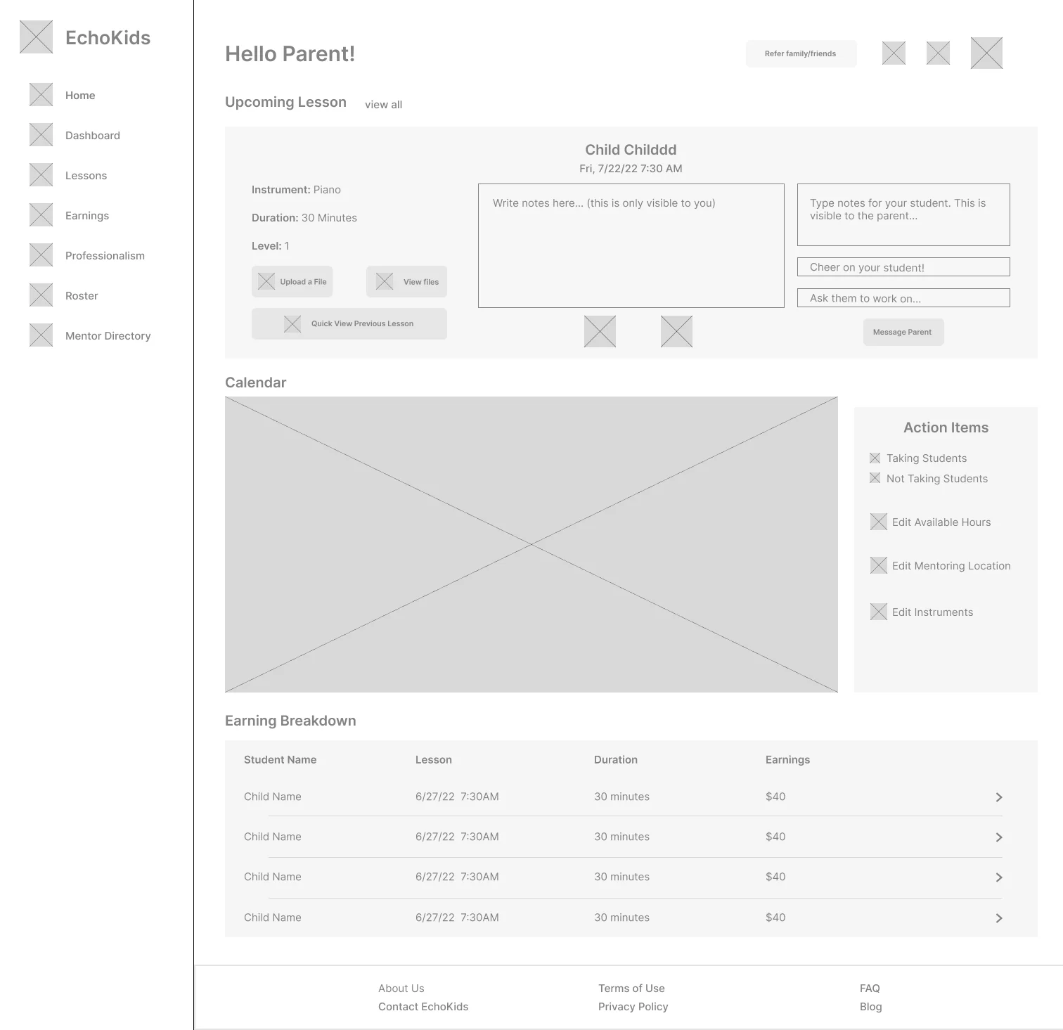Final Wireframe Screen